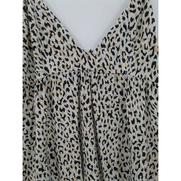 Volcom Leopard Print Babydoll Cami Top Women Size XS Coastal Y2K Boho Festival - Picture 4 of 8